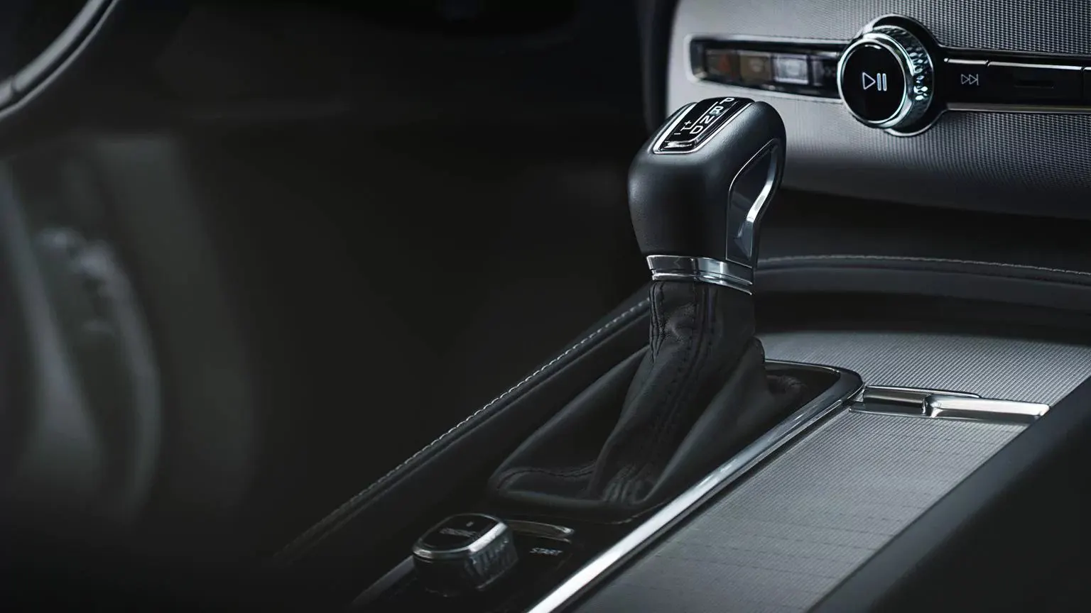 Closeup of Volvo gear shift