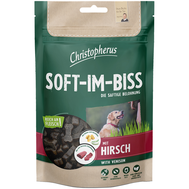 Packungsabbildung von Christopherus Soft-Im-Biss Hirsch 125 g (Christopherus)