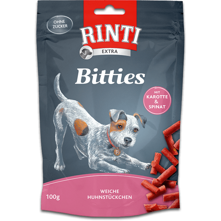 Packungsabbildung von Rinti Extra Mini Bits Karotte & Spinat 100 g (Rinti)