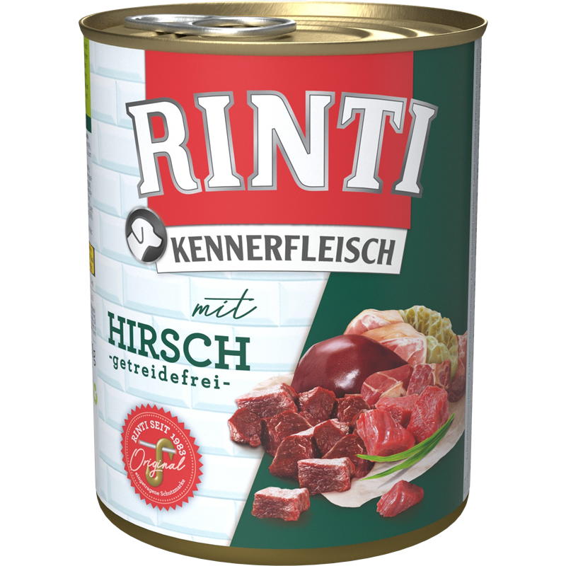 Packungsabbildung von Rinti Kennerfleisch Hirsch 800 g (Rinti)
