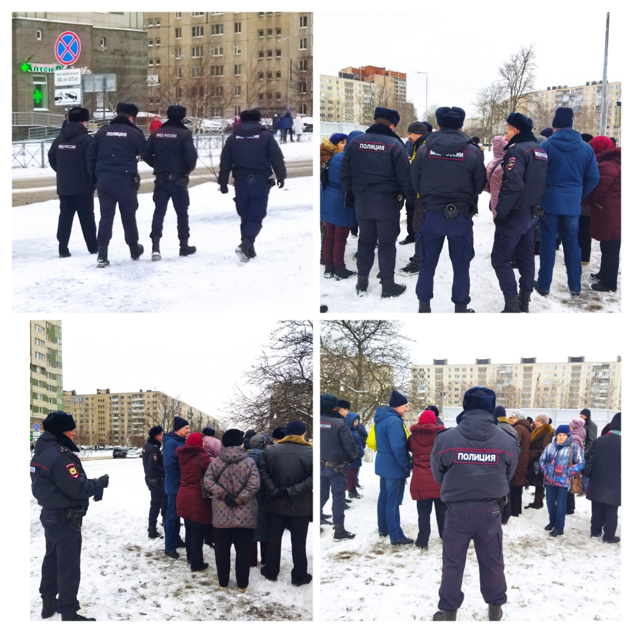 Два автозака с полицейскими приехали на сход в защиту сквера