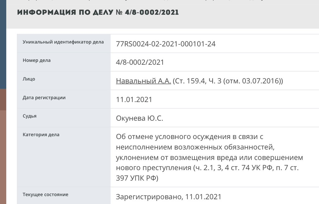 ФСИН обратилась в суд с требованием заменить условный срок Навального на реальный