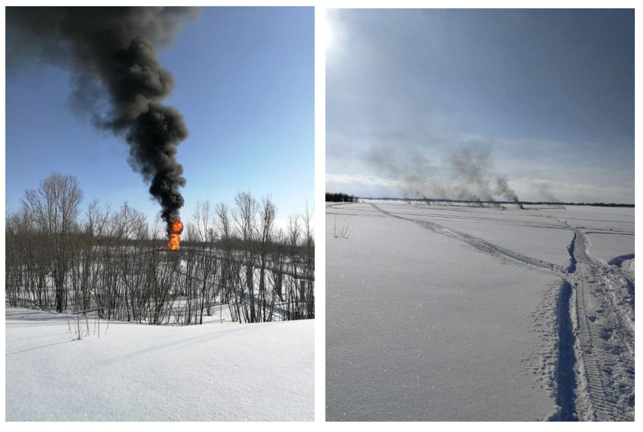 На реке Обь произошли утечка углеводородов и пожар