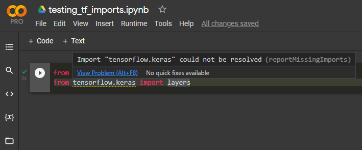 python-import-tensorflow-keras-could-not-be-resolved-after