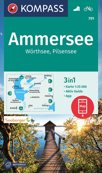 KOMPASS Wanderkarte Ammersee, Wörthsee, Pilsensee