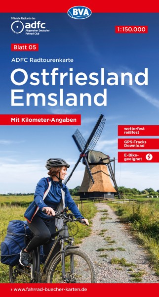 ADFC-Radtourenkarte 5 Ostfriesland / Emsland