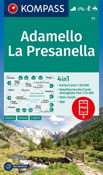 KOMPASS Wanderkarte Adamello, La Presanella