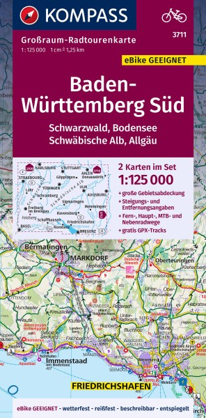 KOMPASS Großraum-Radtourenkarte Baden-Württemberg