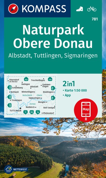 KOMPASS Wanderkarte 781 Naturpark Obere Donau
