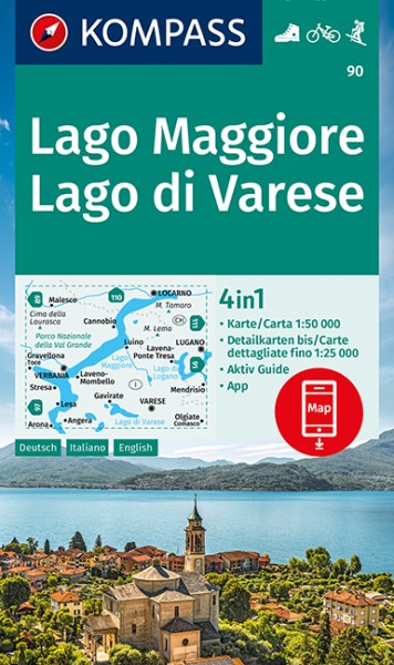 KOMPASS Wanderkarte Lago Maggiore, Lago di Varese