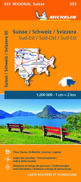 Michelin Regionalkarte Schweiz Süd-Ost