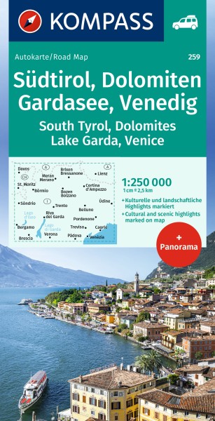 KOMPASS Autokarte Südtirol, Dolomiten, Gardasee
