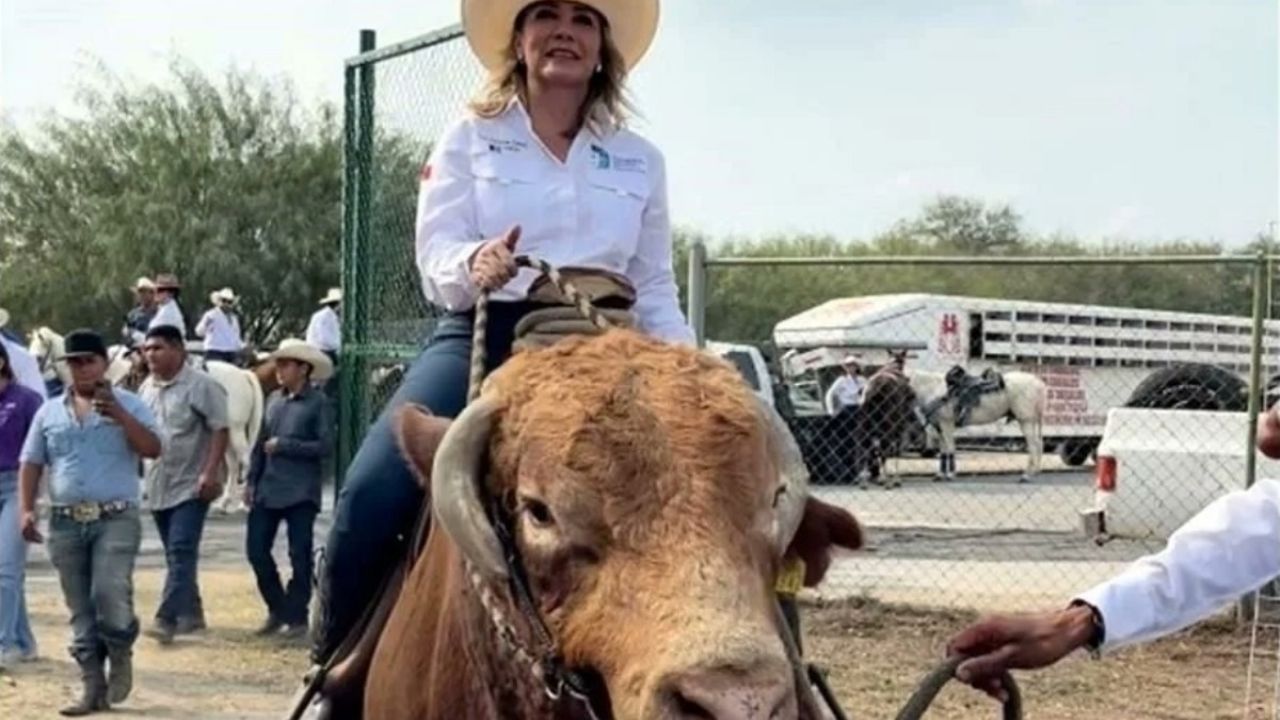 Alcaldesa de General Bravo sufre caída de toro.