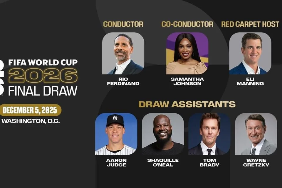 Estrellas icónicas como Brady, Gretzky, Judge y Shaquille serán parte del sorteo del Mundial.