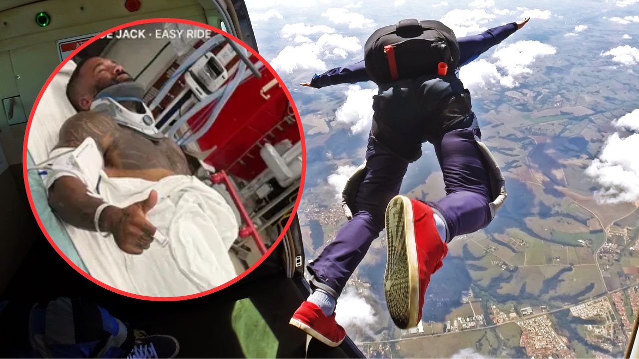 Influencer al borde de la muerte tras un aterrizaje accidentado con paracaídas | FOTOS