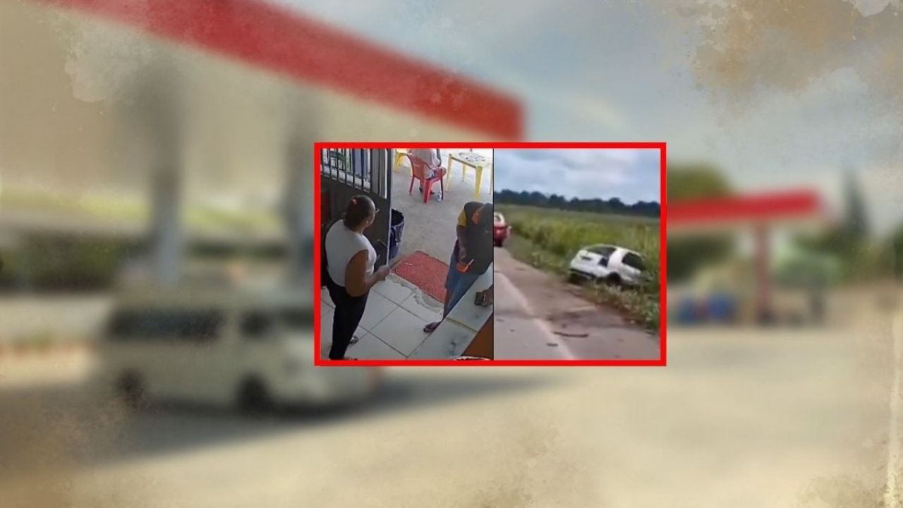 Exnovio asesina a Socorro con arma de fuego en estación de servicio y muere en siniestro vial durante fuga.