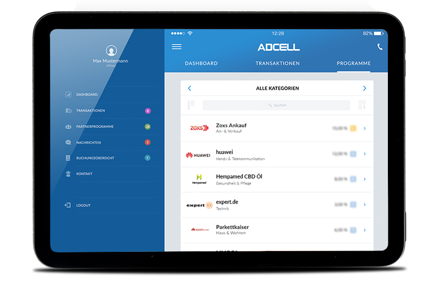 ADCELL App für Tablet und iPad