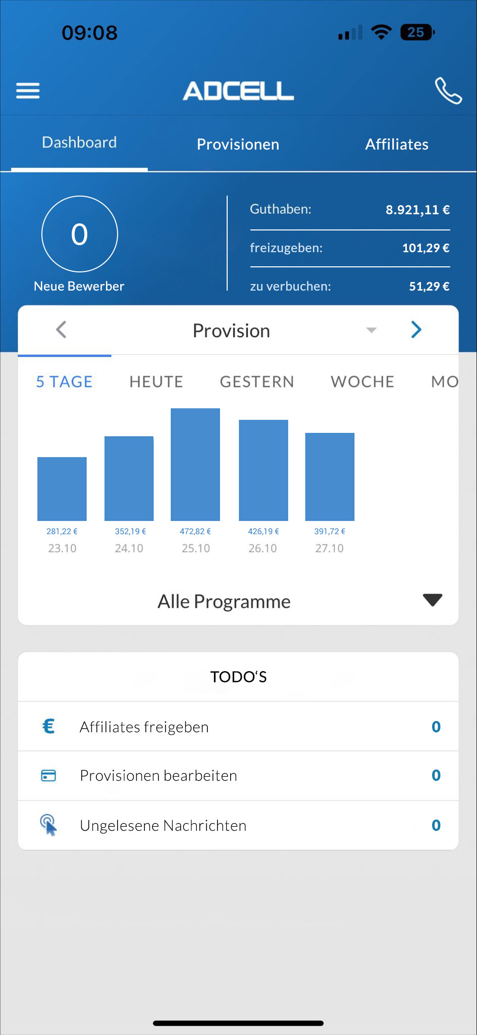 Statistiken in der ADCELL App