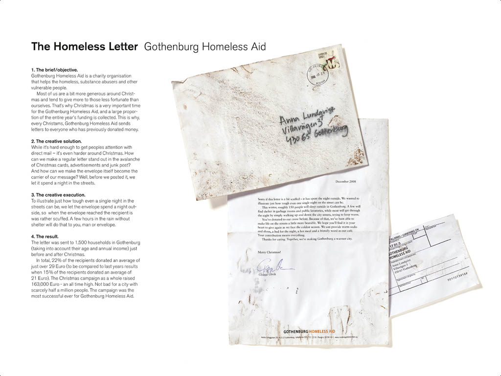 Gothenburg Homeless Aid - The Homeless Letter by Cannes Lions