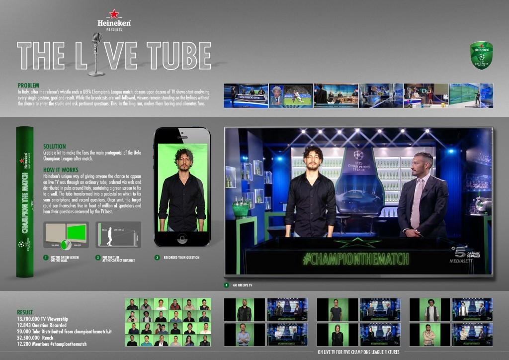 Bela Ziemann - Heineken Italia The Live Tube (board) AdForum The creative industry network.