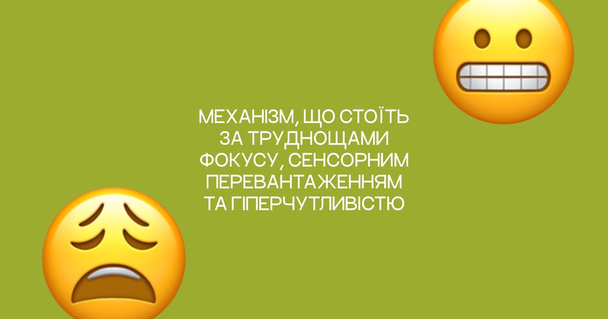 Механізм, що пояснює труднощі фокусу, перевантаження й гіперчутливості