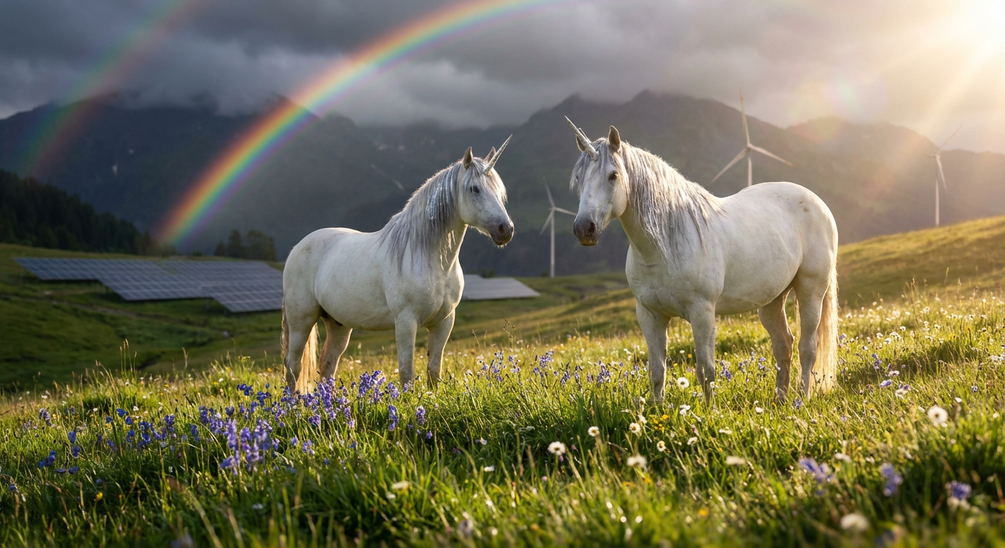 Solarpunk unicorns and rainbows