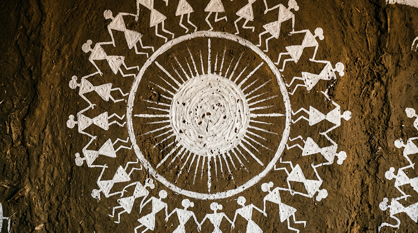 Fig. 2 — The circle represents the eternal cycle of life, a central tenet in Warli philosophy.