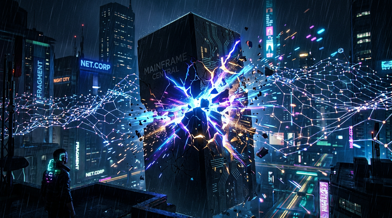 Fig. 1 — The deconstruction of a monolithic AI into a flexible, multi-agent system.