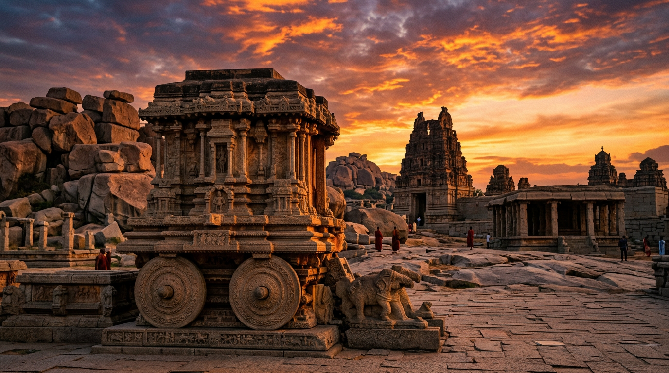 Fig. 3 — Hampi's otherworldly landscape is dotted with the ruins of the Vijayanagara Empire.