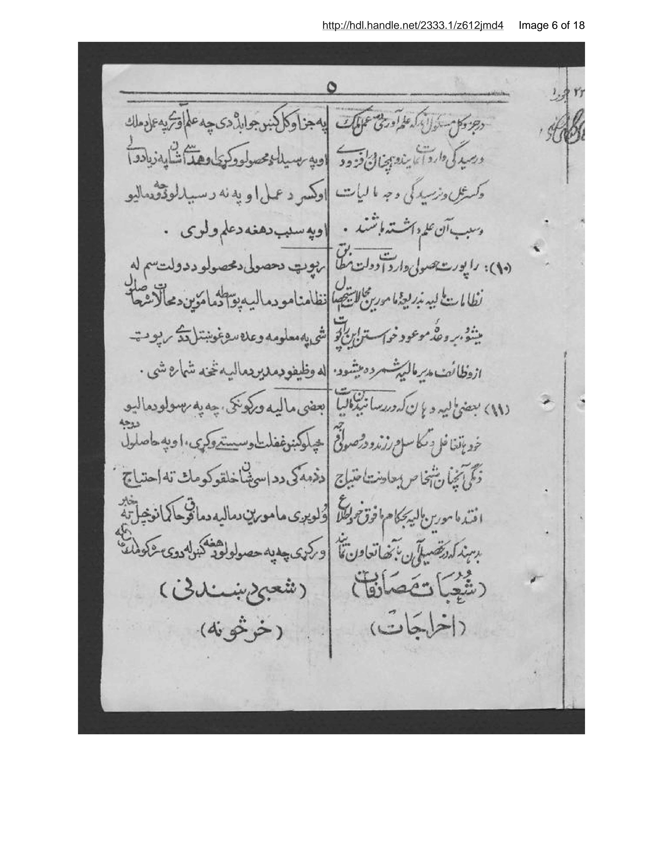 Page 7 of Niẓāmnāmah-ʼi vaẓāʾif-i mustawfiyān va sarʹrishtahʹdārān-i aʻlá va maʼmūrīn va takht-i shān