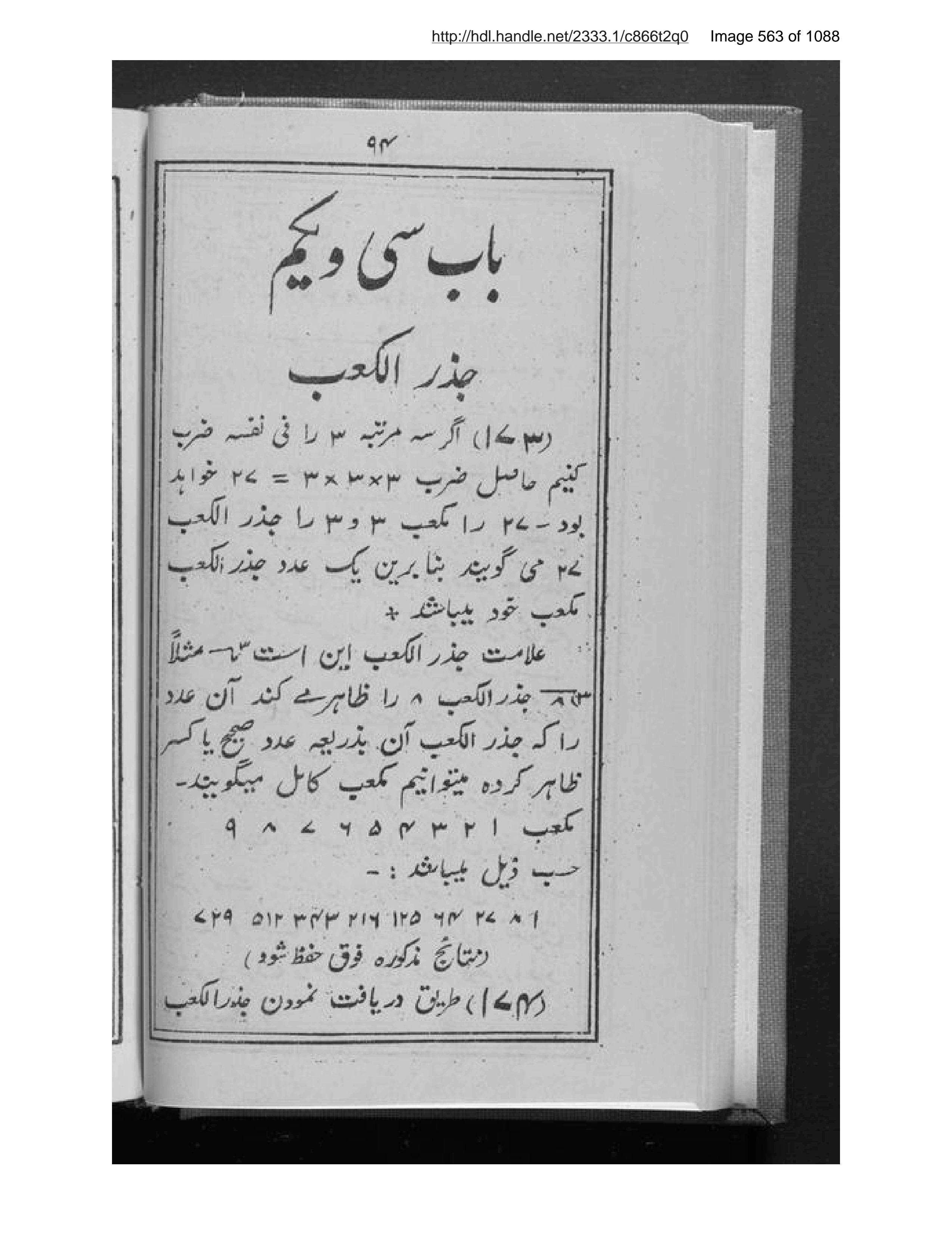 Scanned page 564 of ʻIlm-i ḥisābعالم
