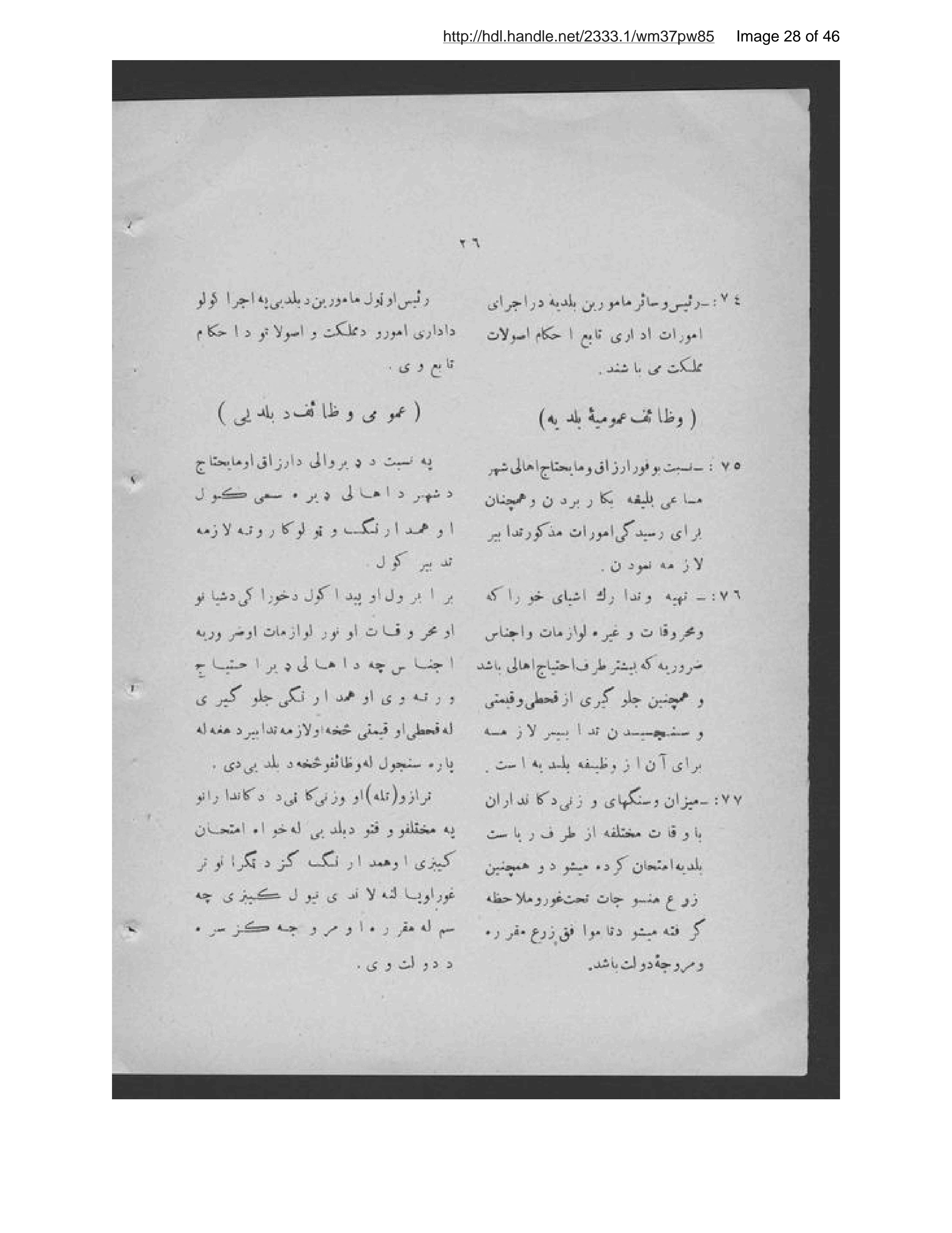 Page 29 of Uṣūlnāmah-ʼi baladīyah-ʾi Afghānistān