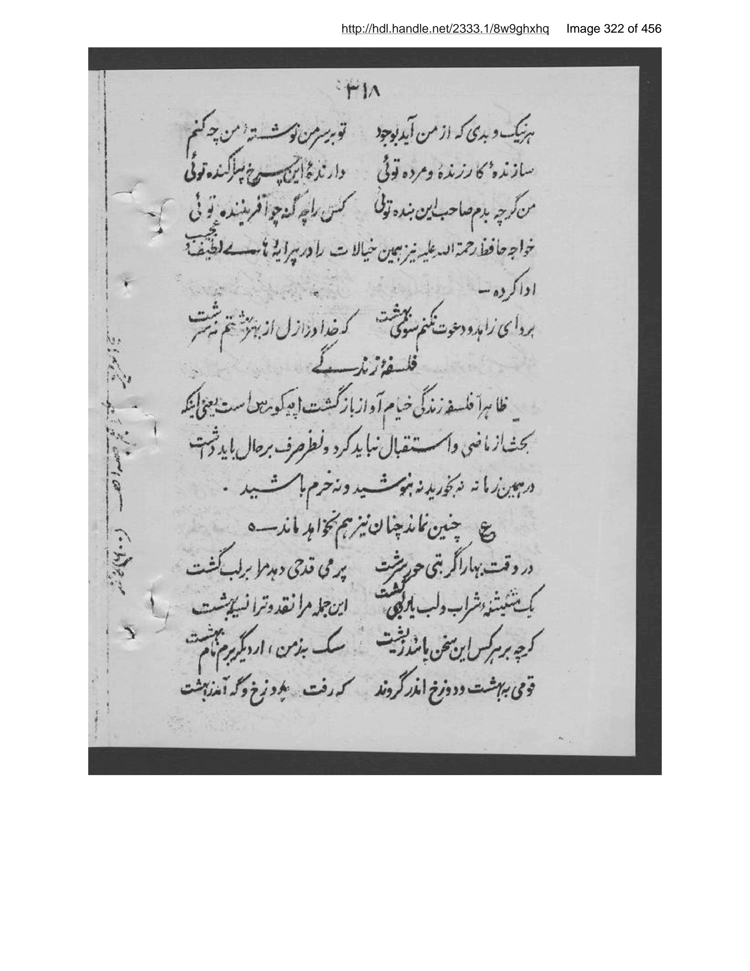 Scanned page 323 of Shiʻr al-ʻajam az as̲ar-i ʻulāmah-ʼi marḥūm Shiblī Nuʻmānī tarjamah-i Manṣūr Anṣārī