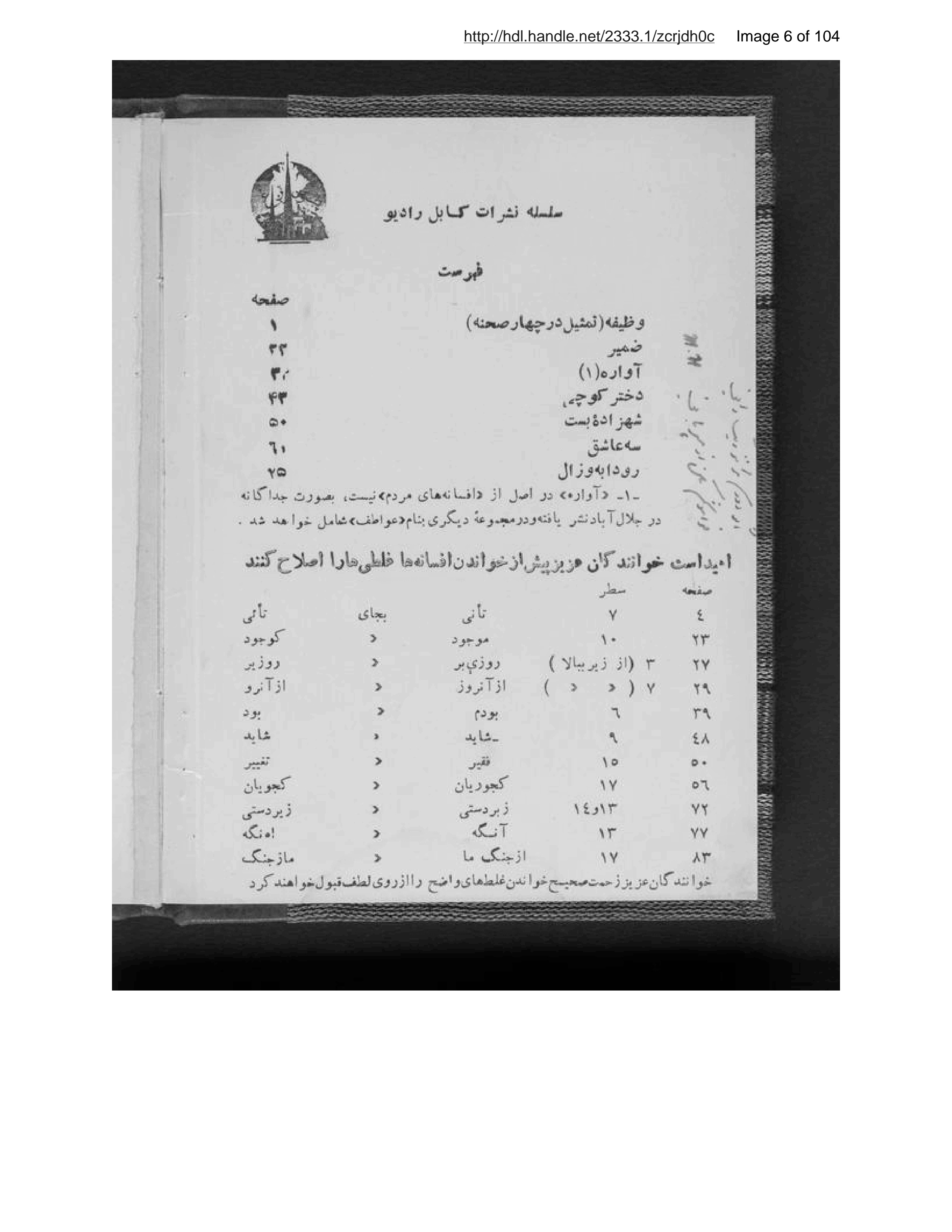 Page 7 of Afsānahʹhā-yi mardom Vaẓīfah Z̤amīr Āwārah Dukhtar-i kuchī Shahzādah-ʼi Bast Sih ʻĀshiq Rūdābah va Zāl