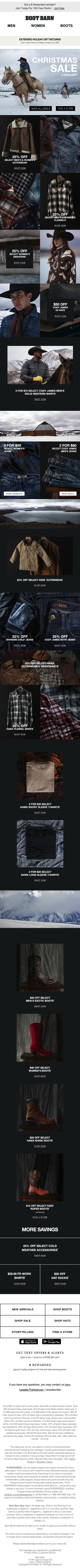 Full email screenshot: Deals on Outerwear & More End Soon from www.westernbootbarn.com.au