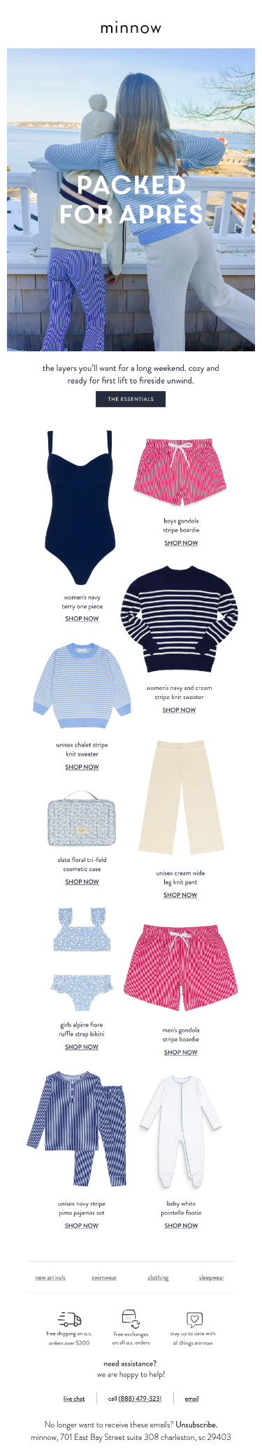 Full email screenshot: what to pack for the long weekend ahead from minnow