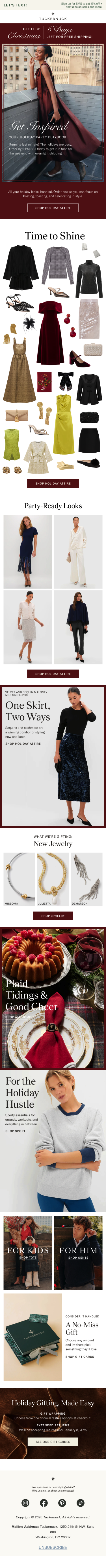 Full email screenshot: Your Holiday Party Playbook from Tuckernuck