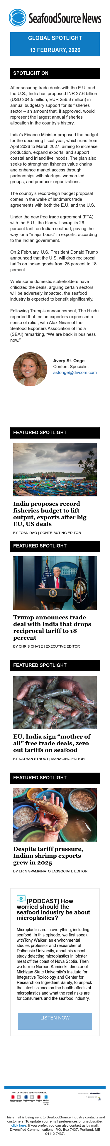 Full email screenshot: Spotlight on: India proposes record fisheries budget following EU, US trade deals from SeafoodSource