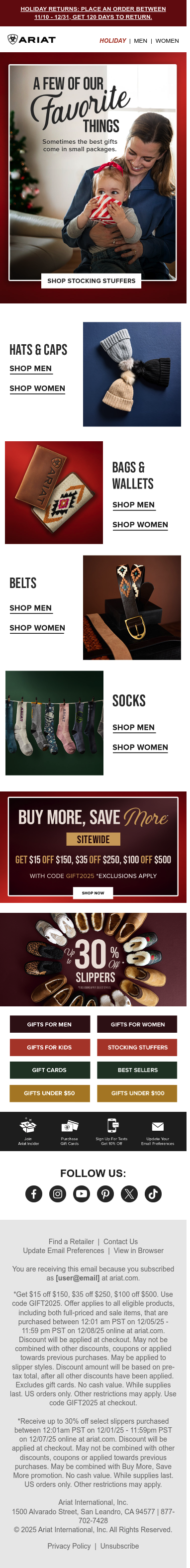 Full email screenshot: Small Gifts. Big Feels. from Lariat.