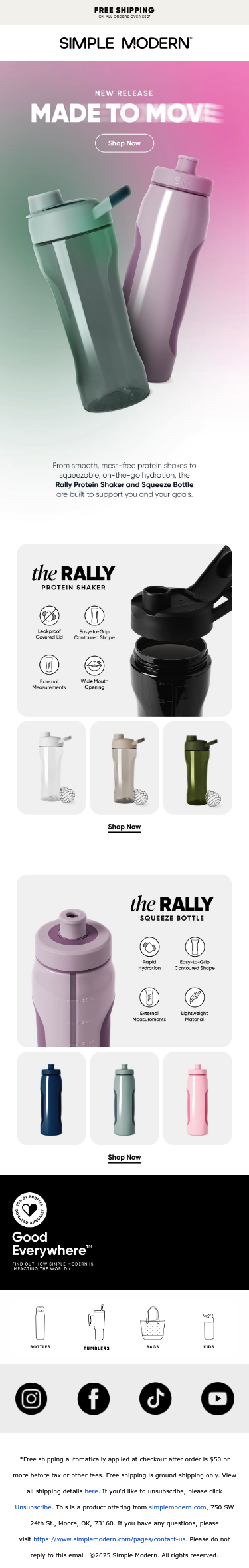 Full email screenshot: Protein? Hydration? Covered. from Simple Modern