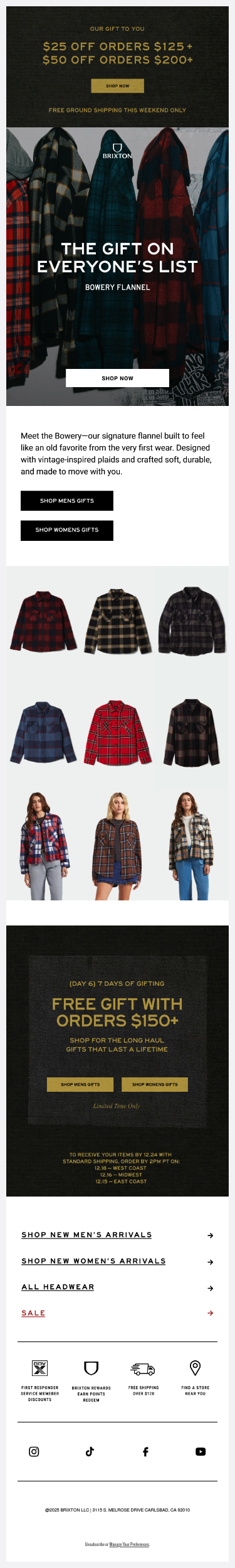 Full email screenshot: The Gift On Everyone's List from Brixton