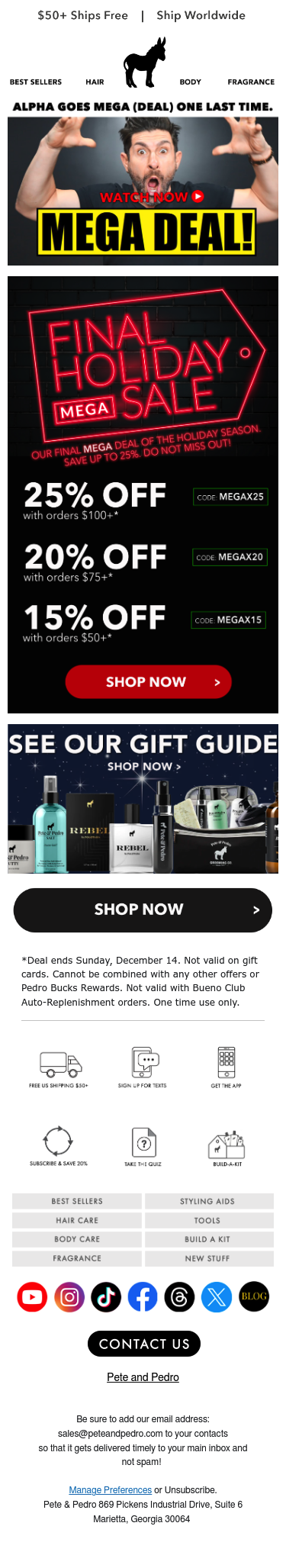 Full email screenshot: Alpha Goes MEGA DEAL One Last Time 👊 from Pete & Pedro