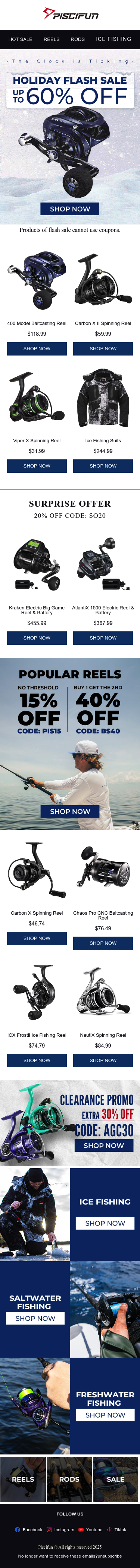 Full email screenshot: Surprise! Big Deals Await> from Piscifun