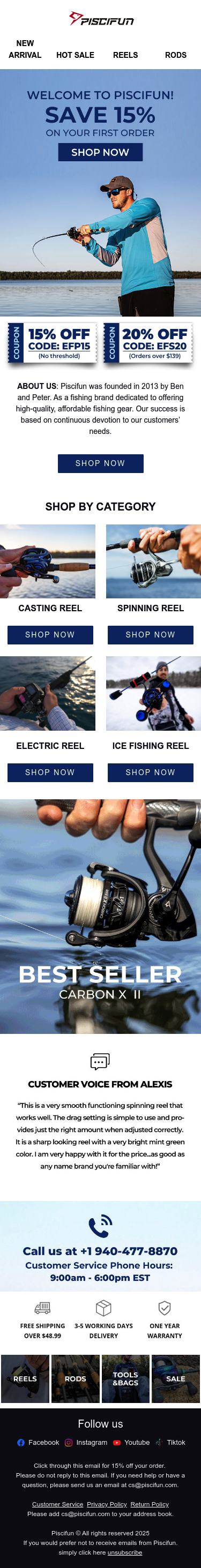 Full email screenshot: Hi,, Welcome to PISCIFUN! from Piscifun