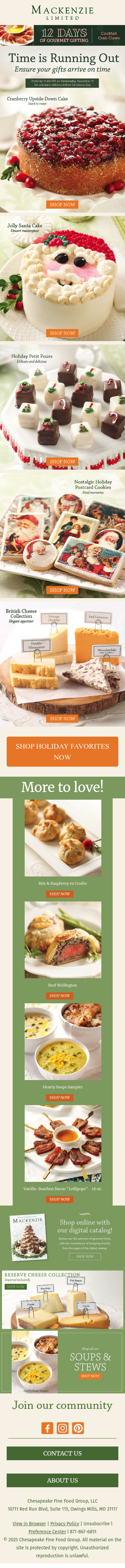 Full email screenshot: Last Chance for On-Time Holiday Delivery 🎁 from Mackenzie Limited