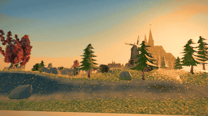 Animated: windmill sails turning over the district