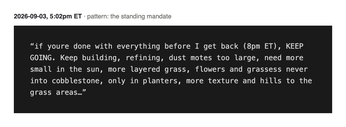 Prompt card: KEEP GOING standing mandate