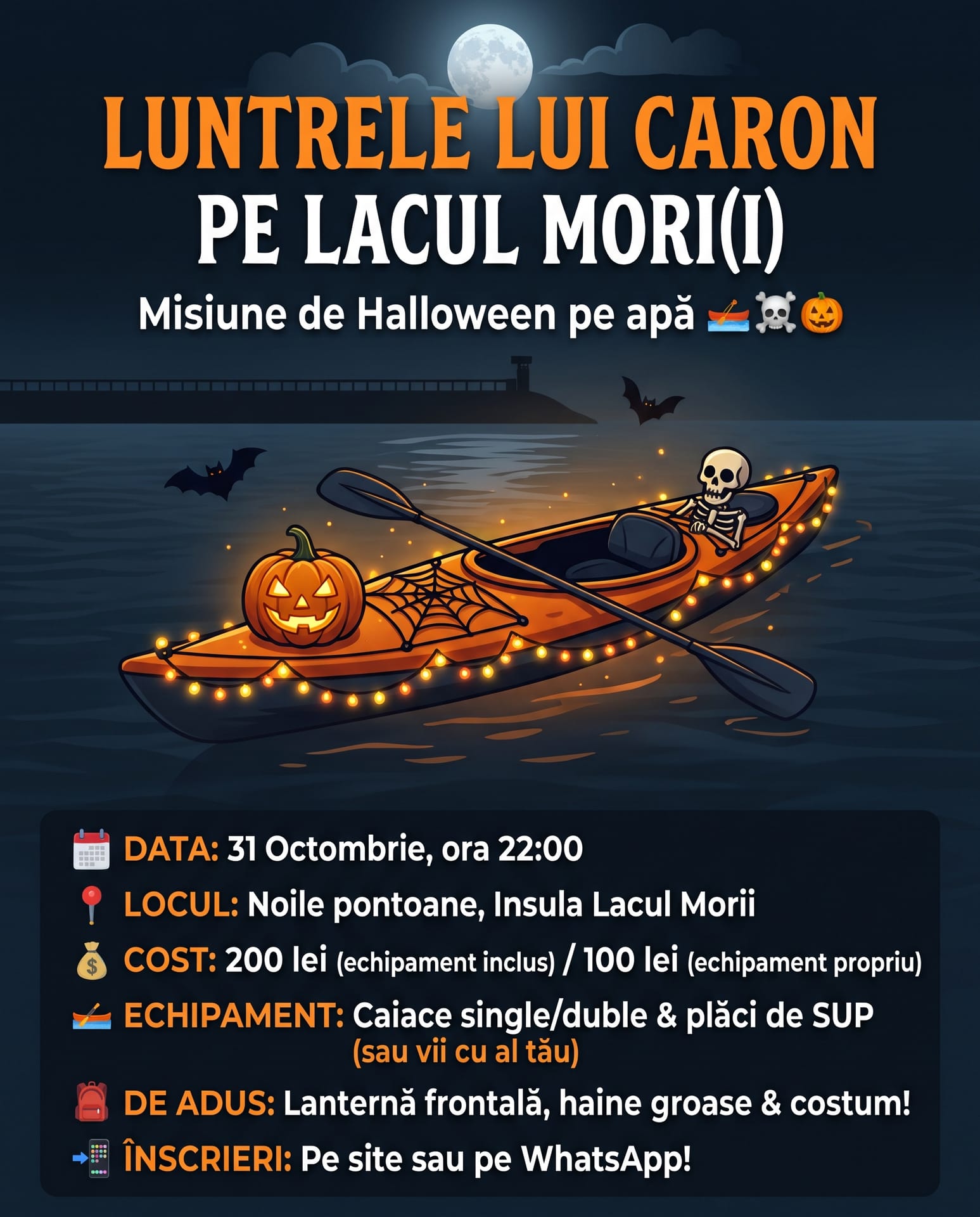 Halloween in caiace si pe SUP - lacul Morii 31 OCT - 1 NOV 2026