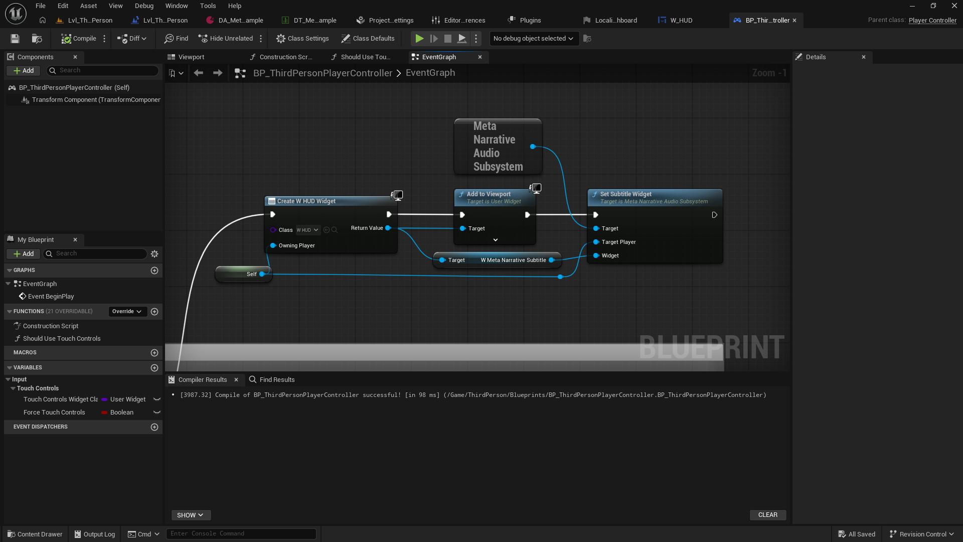 HUD Setup - Create Widget and Set Subtitle Widget