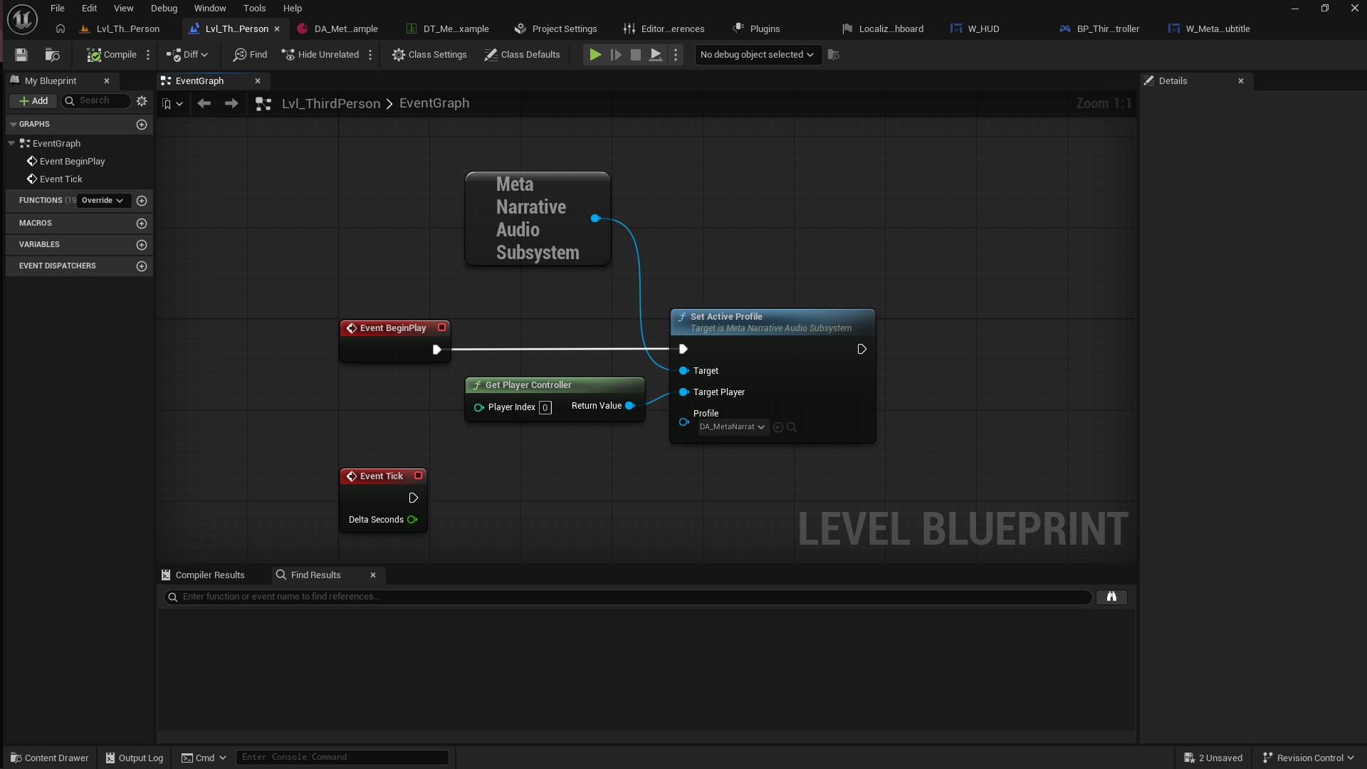 Level Blueprint Setup - Set Active Profile